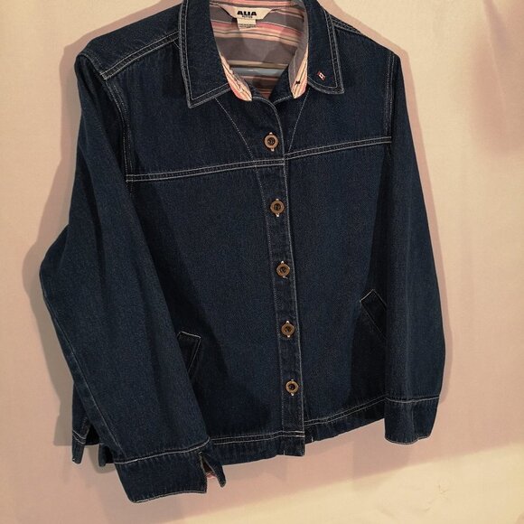 Alia Petites Ladies Button Closure Jean Jacket - Picture 1 of 6